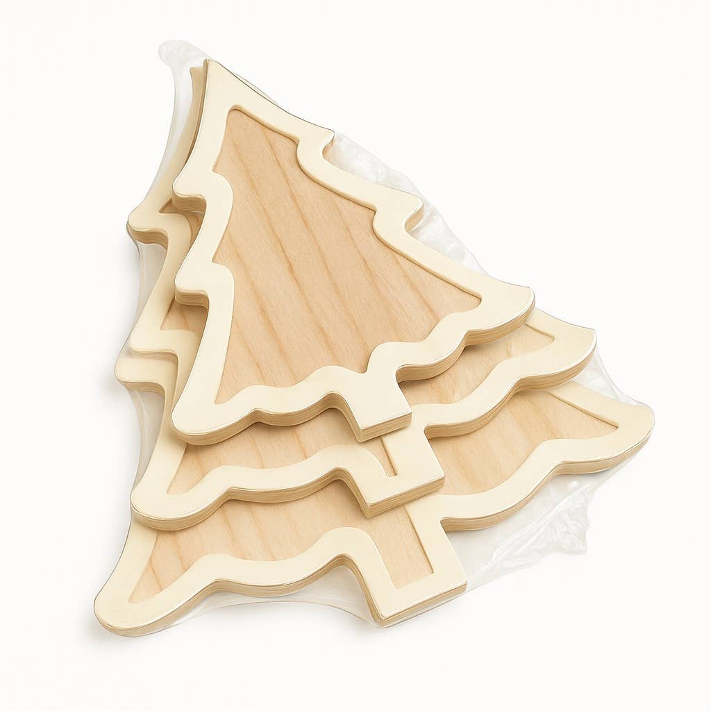 Unfinished Wood Christmas Trees w/ Inlay- Surface- The Celebration Co.