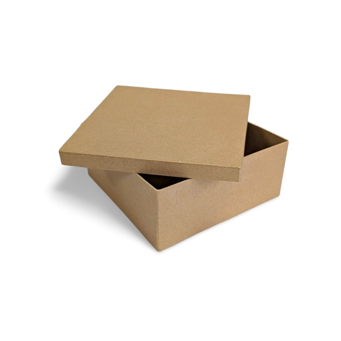 Square Paper Mache Box with Lid - 7" x 7" x 3"