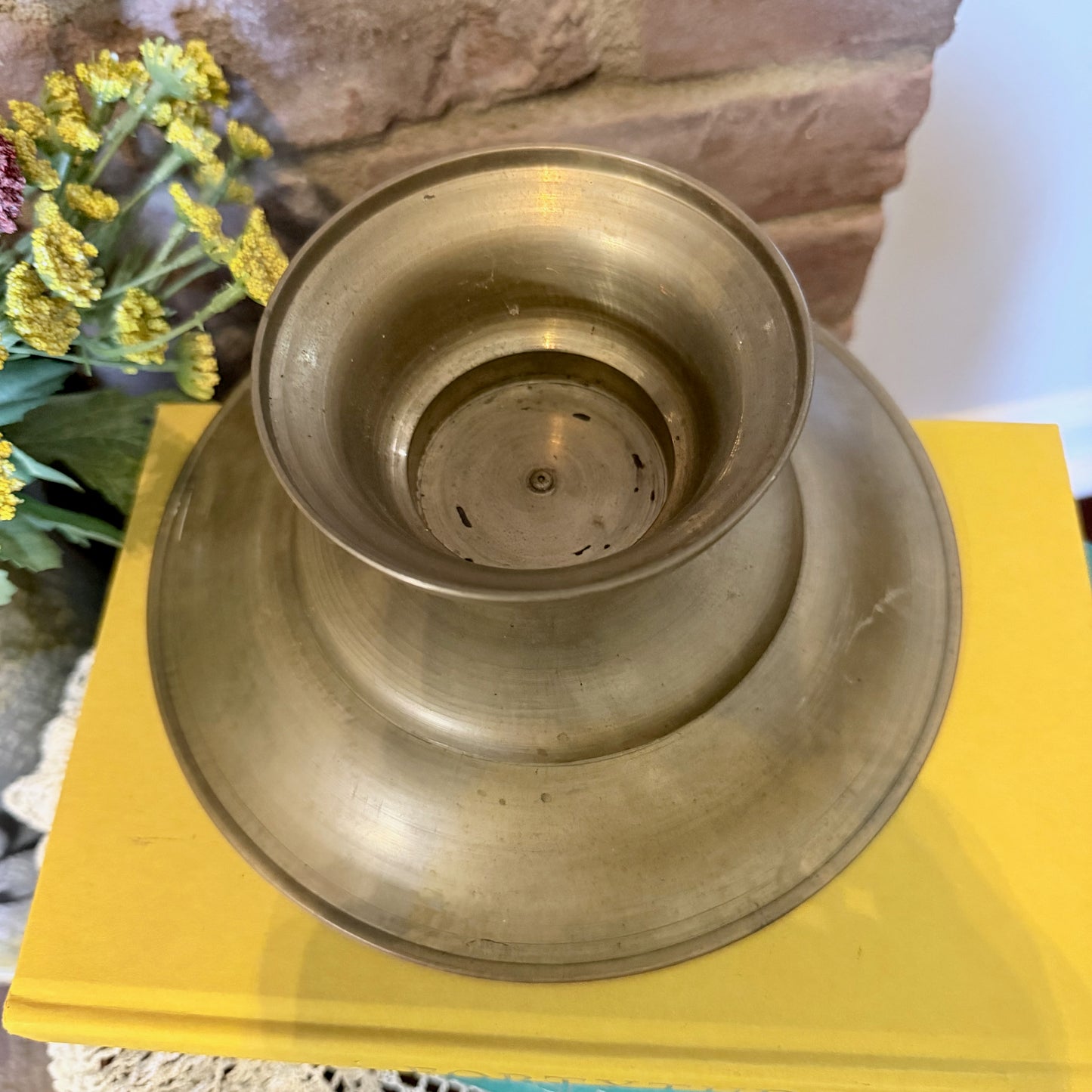 Vintage Etched Brass Pedestal Bowl- vintage- The Celebration Co.