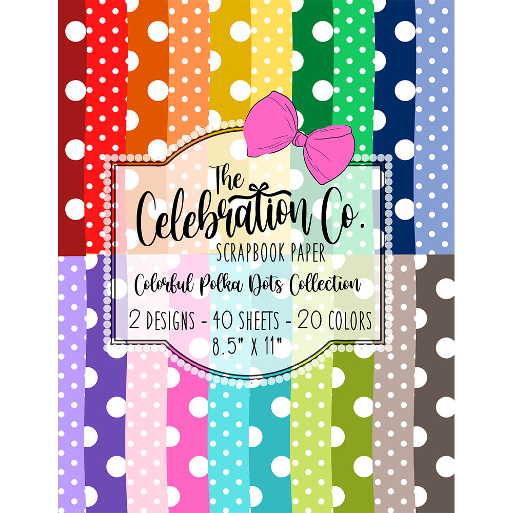 Colorful Polka Dots - Digital Download - Craft Paper Package with 20 Designs - The Celebration Co.