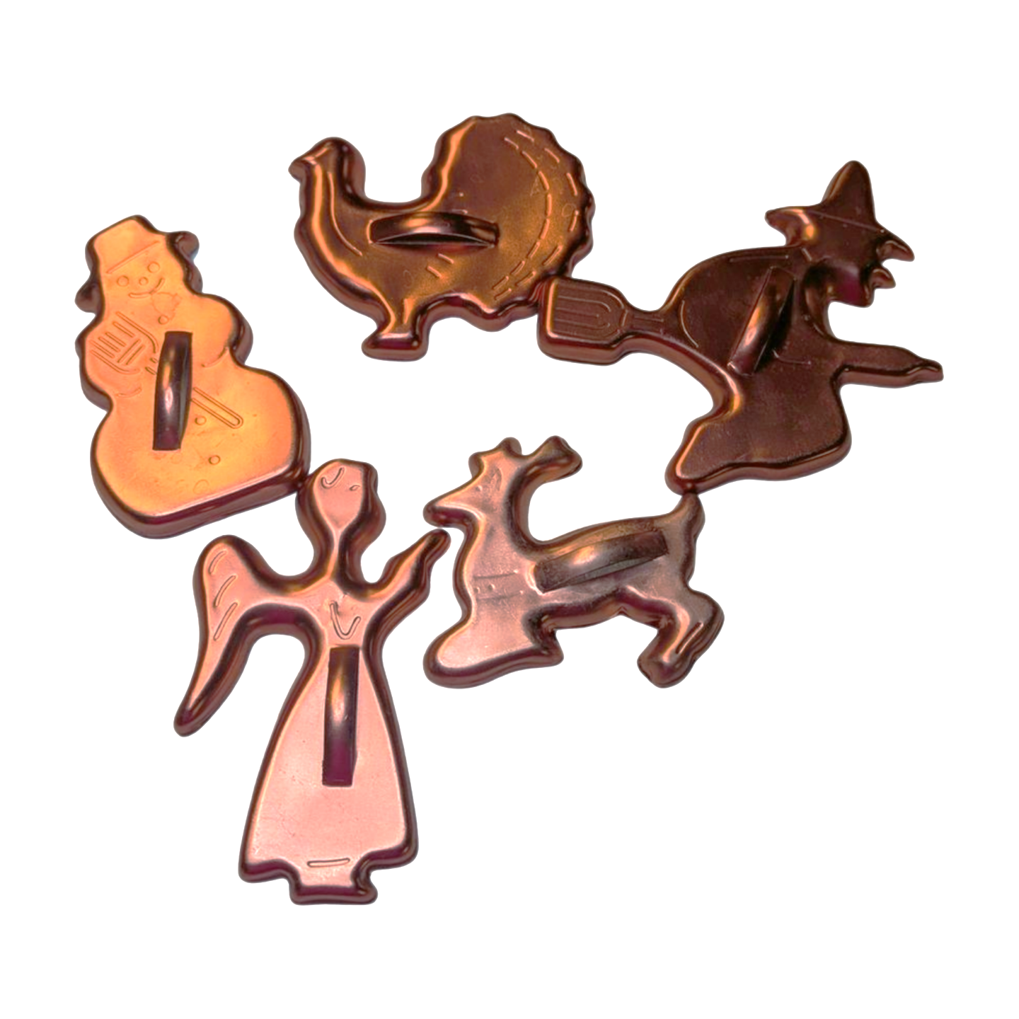 Vintage Copper-Tone Seasonal Cookie Cutters (Set of 5)