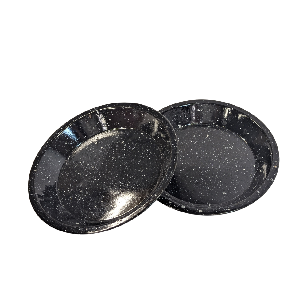 Vintage Black Enamelware Pie Pans (Set of 2)- vintage- The Celebration Co.