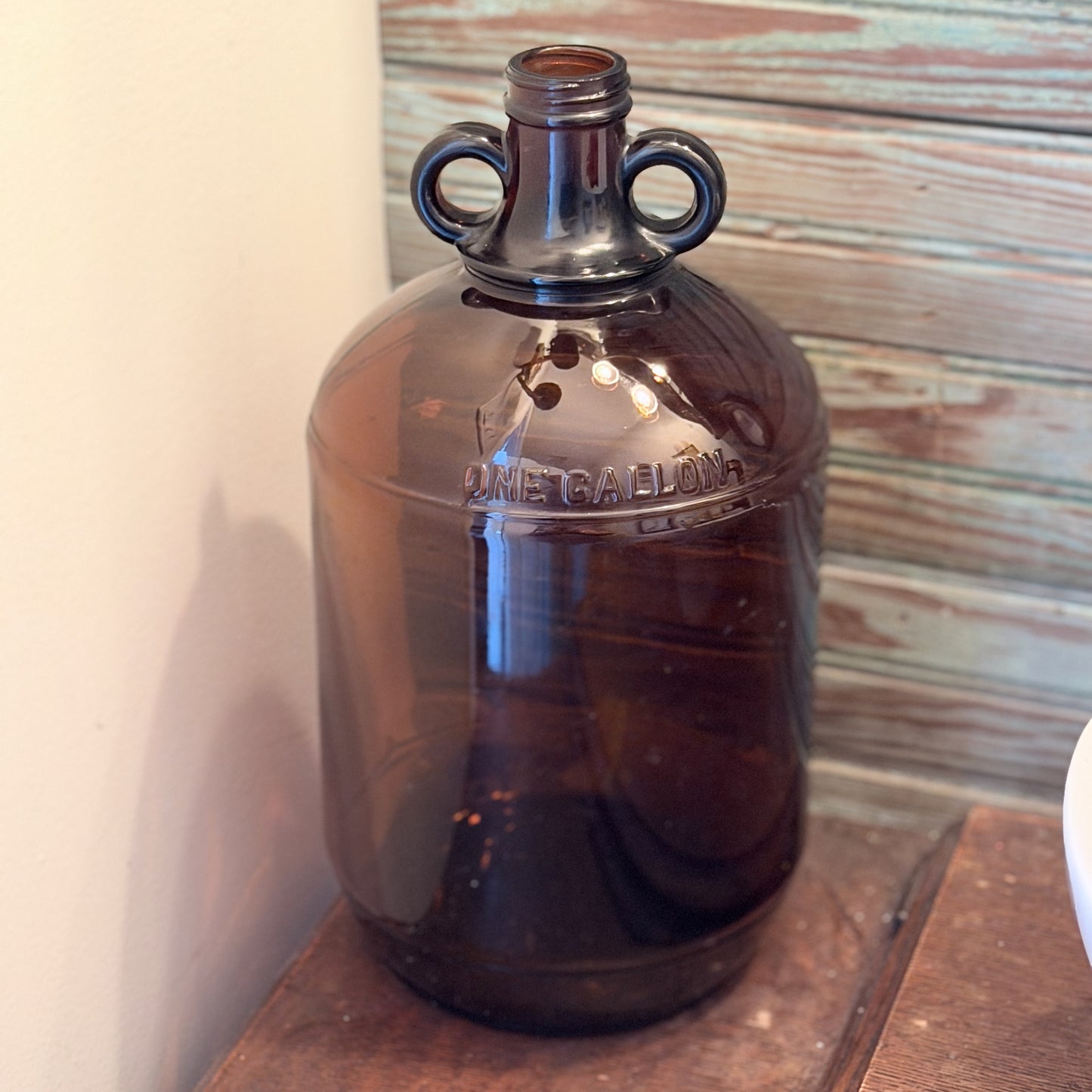 Vintage Amber Glass Gallon Bottle Jug- vintage- The Celebration Co.
