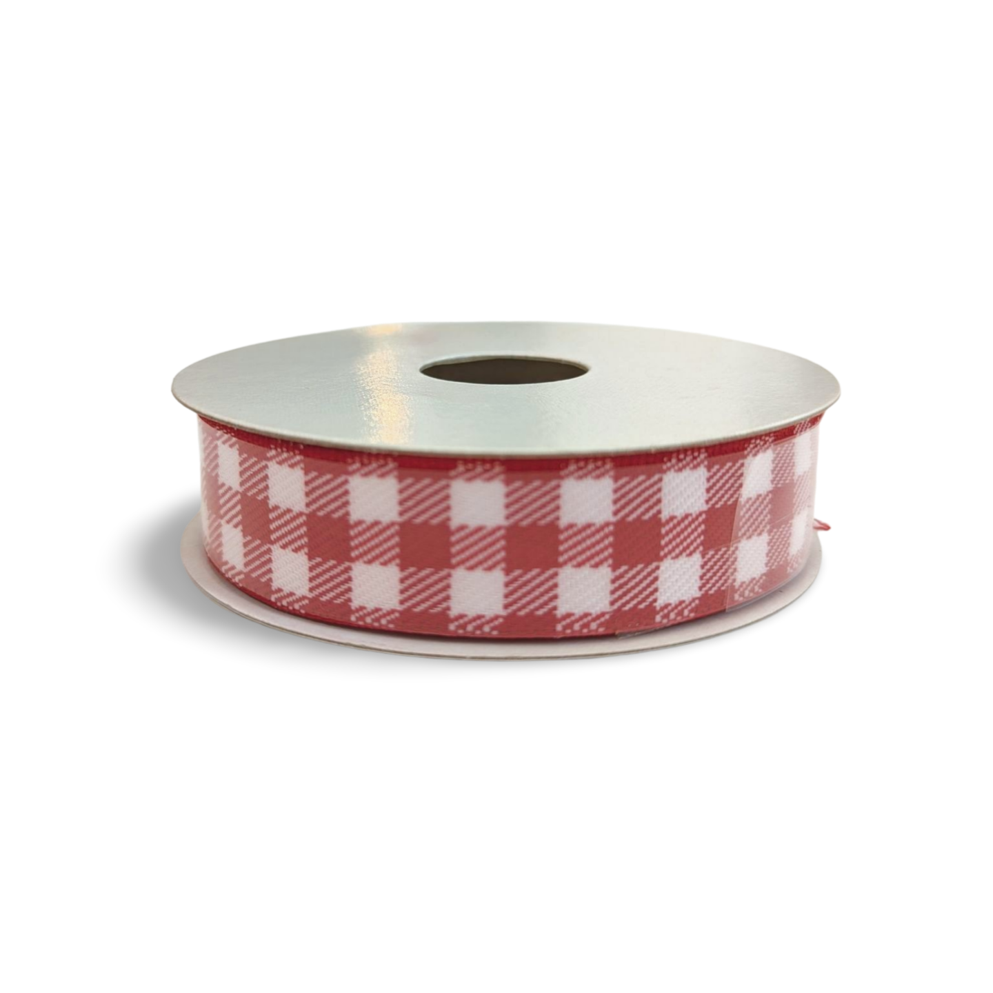 Red Gingham Wired Edge Ribbon – 7/8" x 10 Yards (Red & White or Red & Tan)