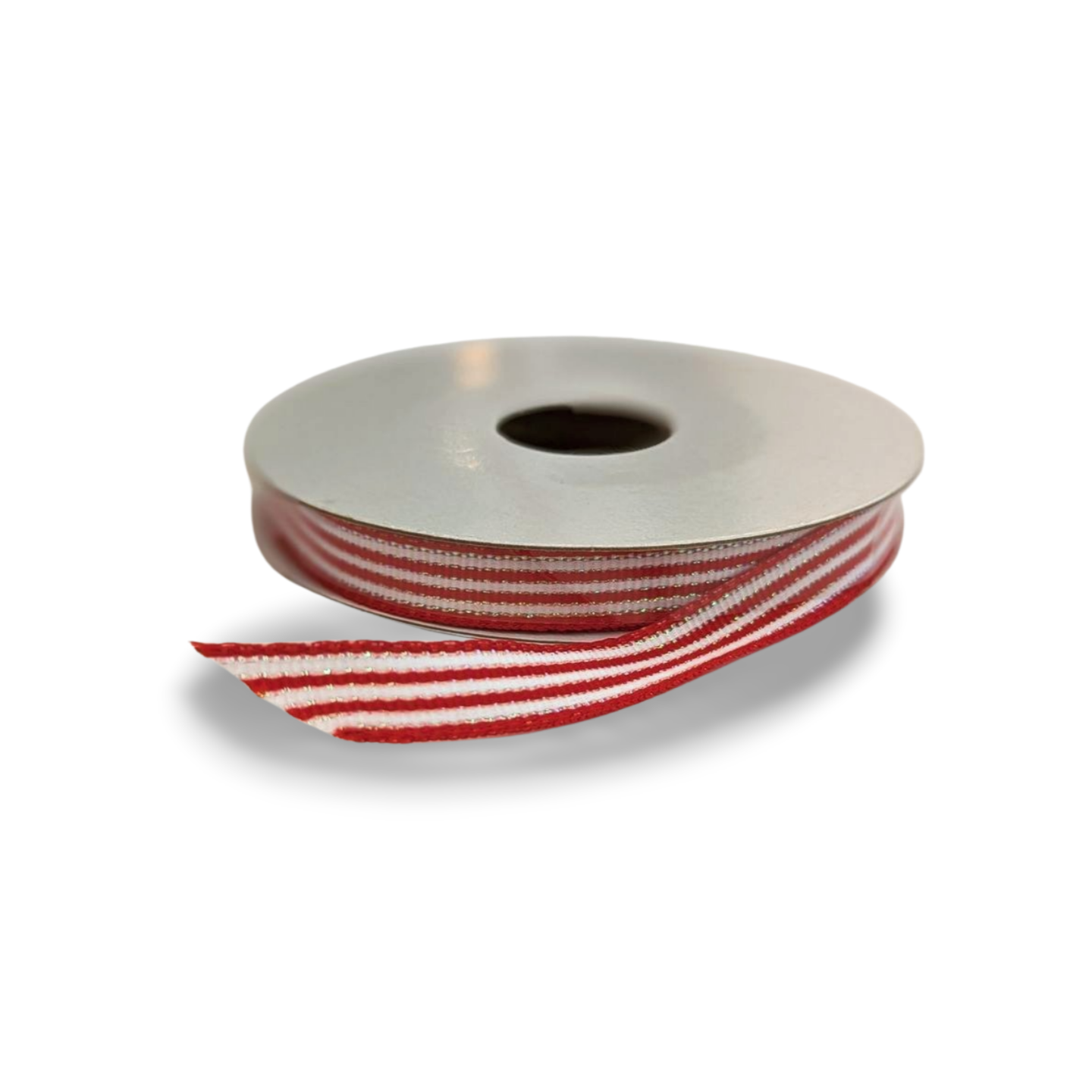 Red and White Stripe Ribbon - 10 Yards