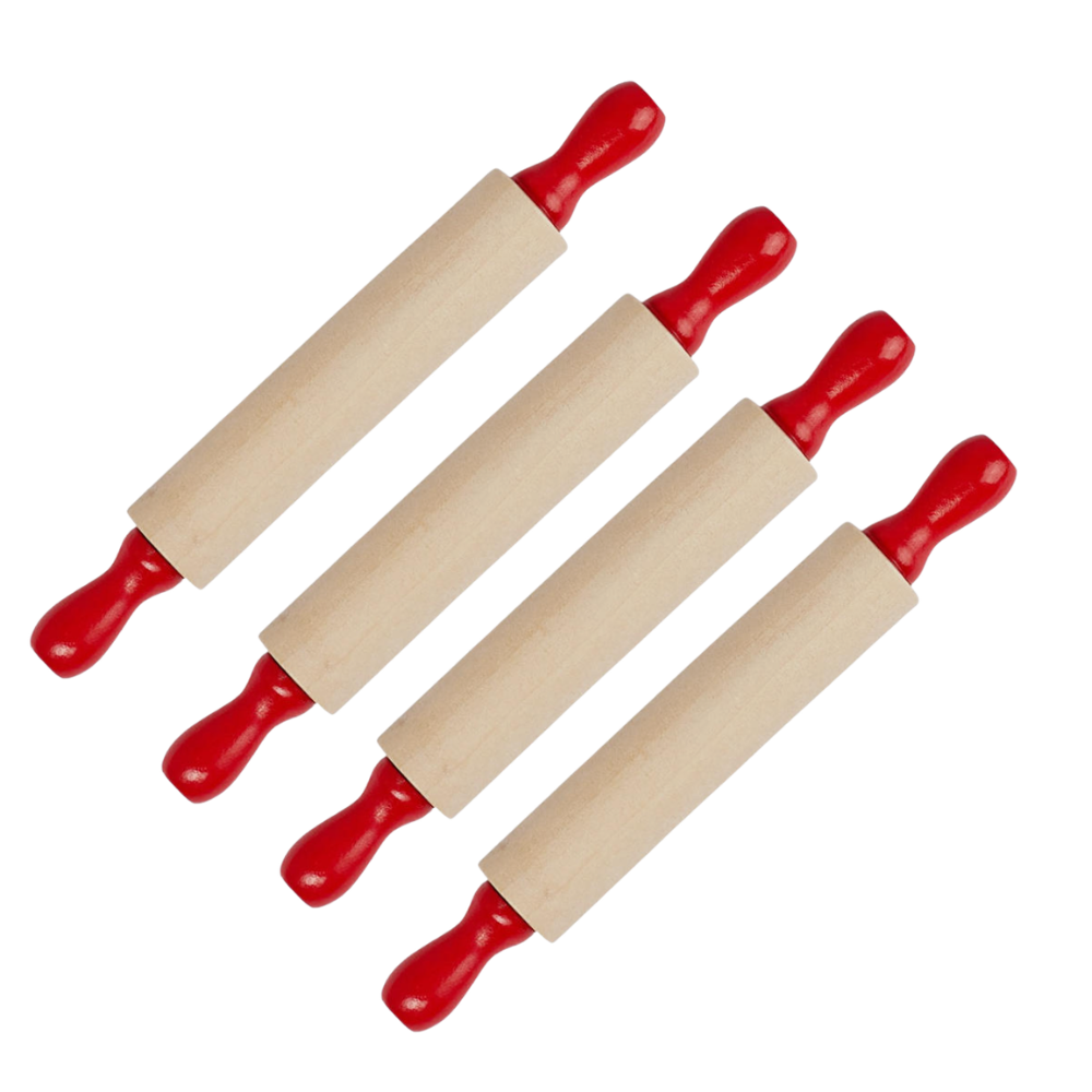 Wooden Red Handled Rolling Pin - 5" (4Pack)- Craft Supplies- The Celebration Co.