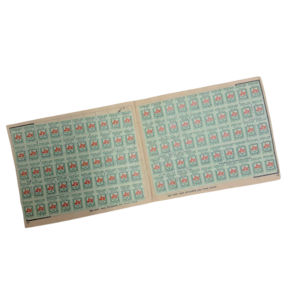Vintage S&H Green Stamps Quick Saver Book with Filled Stamp Pages- Crafting Paper- The Celebration Co.