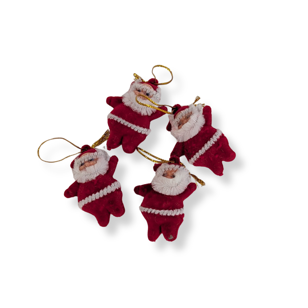 Retro Flocked Santa Christmas Holiday Ornament- Embellishments- The Celebration Co.