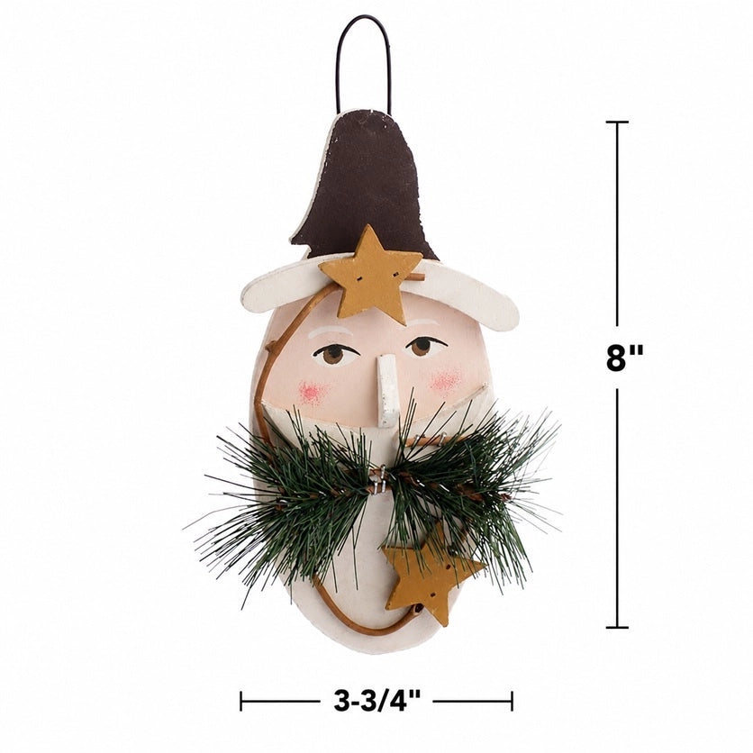 Primitive Wood Santa Ornament – 8"- Wood- The Celebration Co.