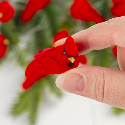 Mini Mushroom Red Cardinal Birds (Package of 2)