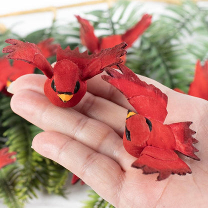 Mini Mushroom Red Cardinal Birds (Package of 2)