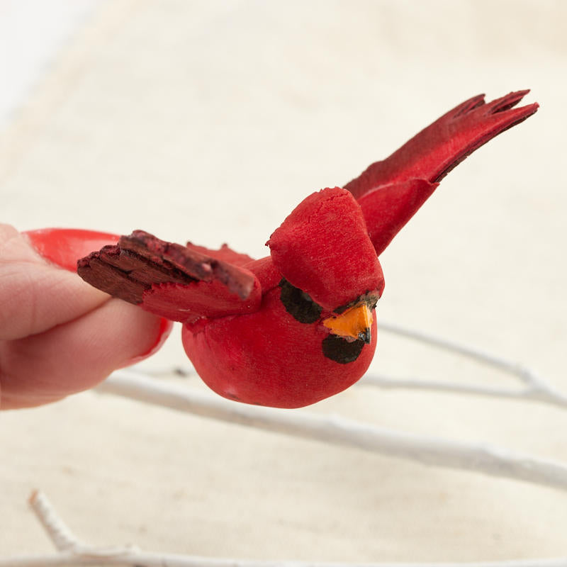 Mini Mushroom Red Cardinal Birds (Package of 2)