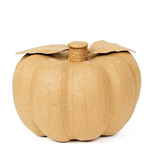 Paper Mache Fall Pumpkin with Leaves