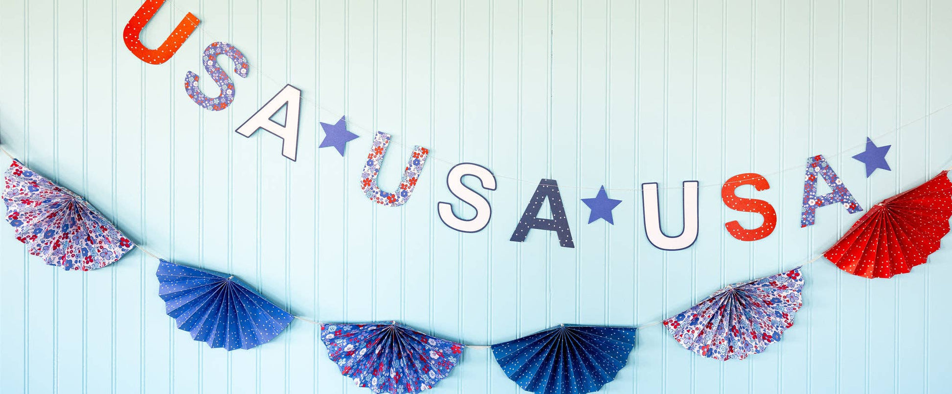 Floral Americana Bunting Banner-  Party- The Celebration Co.