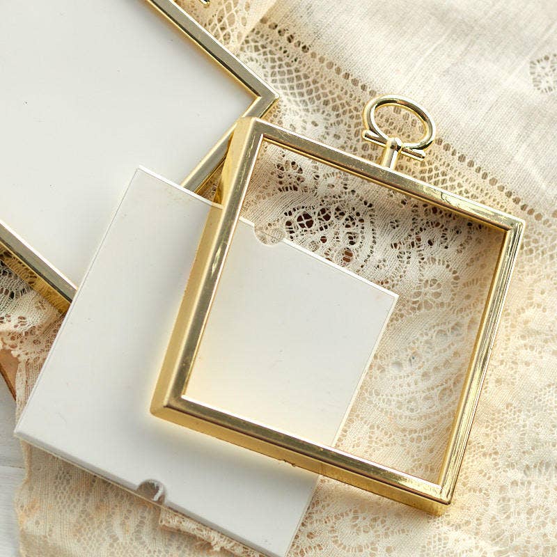 Mini Gold Plastic Ornament Frames 2pcs - Select Shape-  - The Celebration Co.