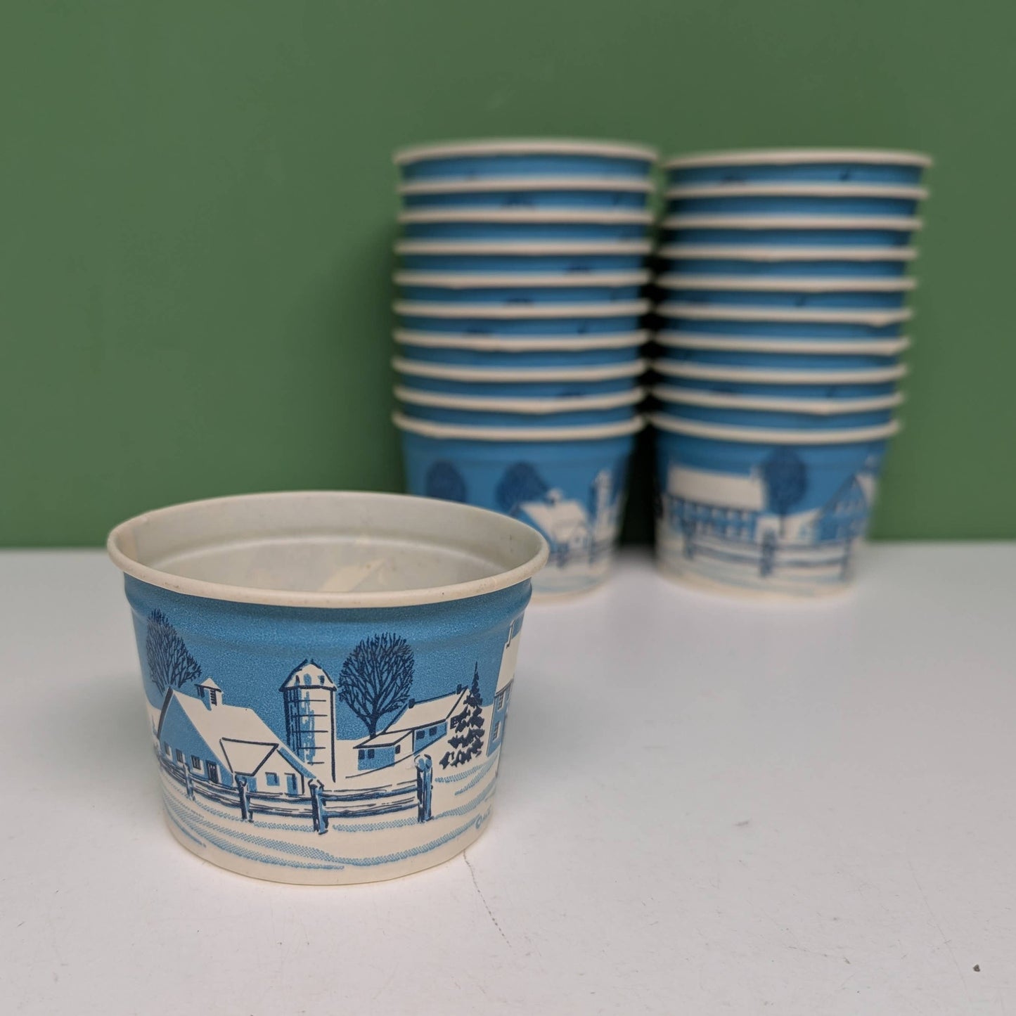 Vintage Winter Scene Ice Cream Cup-  vintage- The Celebration Co.