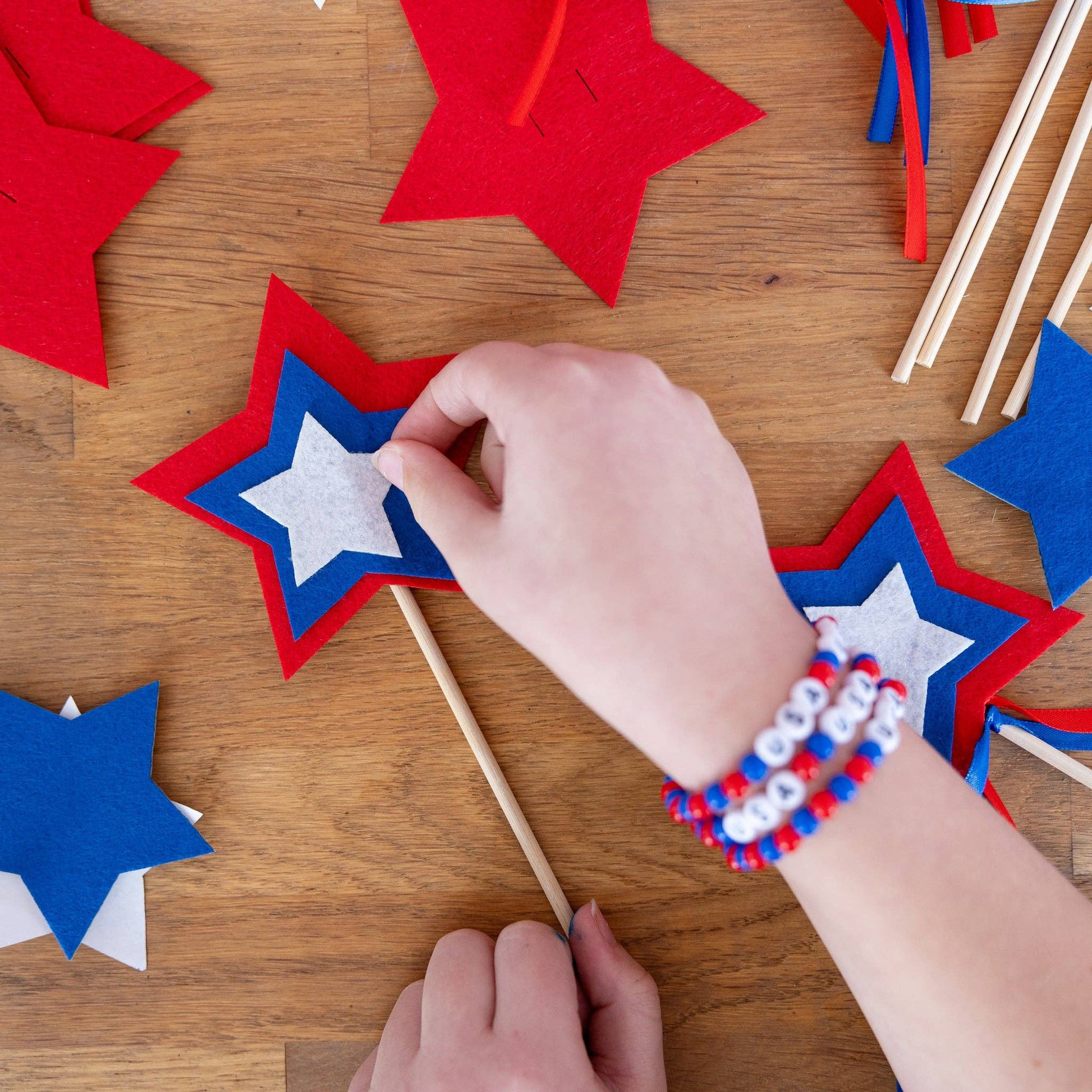 DIY Patriotic Wands-  Party- The Celebration Co.
