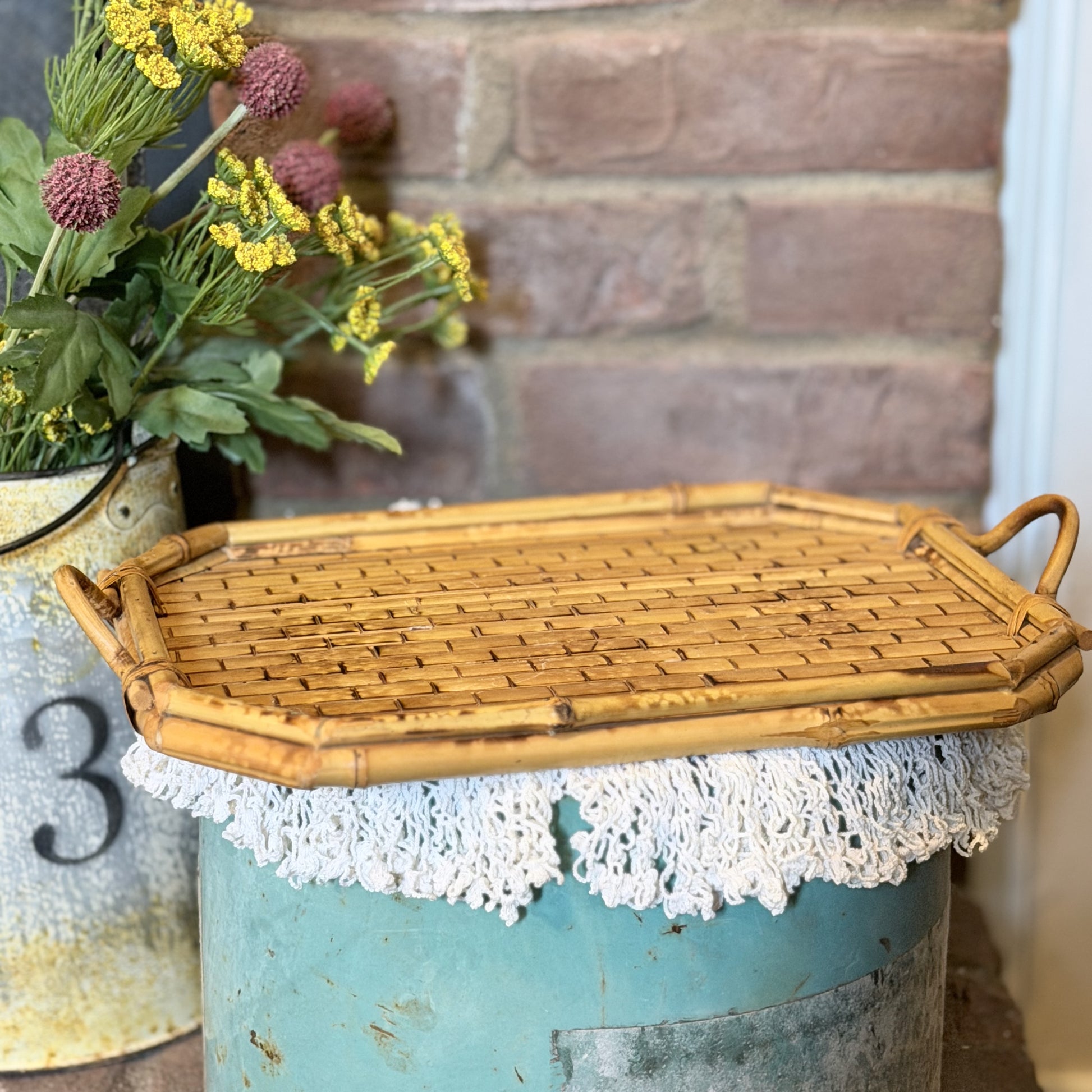 Vintage Bamboo Serving Tray-  vintage- The Celebration Co.