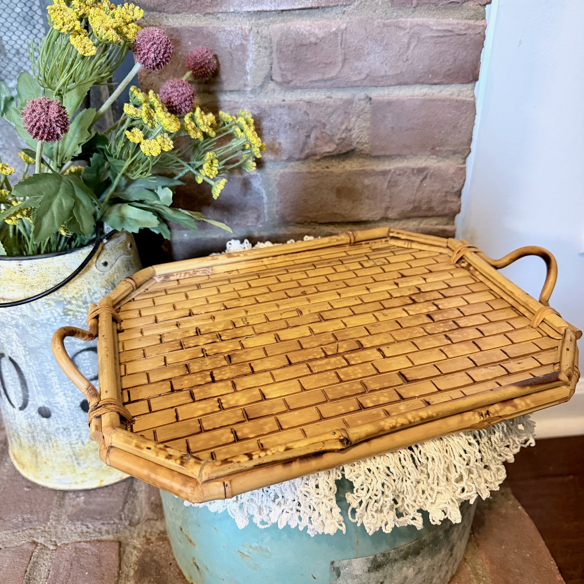 Vintage Bamboo Serving Tray-  vintage- The Celebration Co.