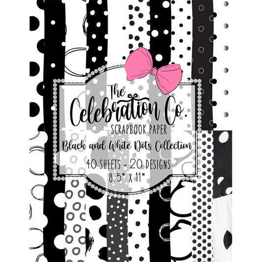 Black & White Polka Dots - Digital Download - Craft Paper Package with 20 Designs