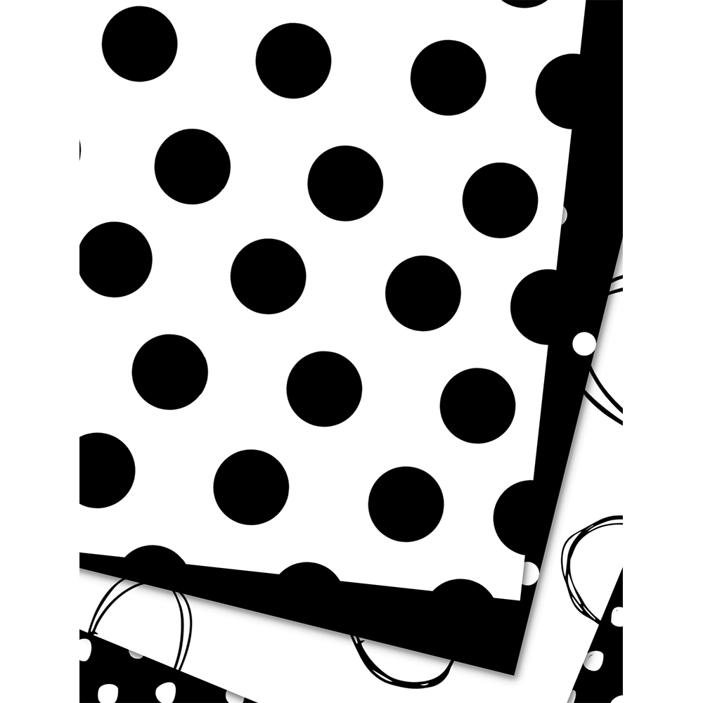 Black & White Polka Dots - Craft Paper Package with 20 Designs