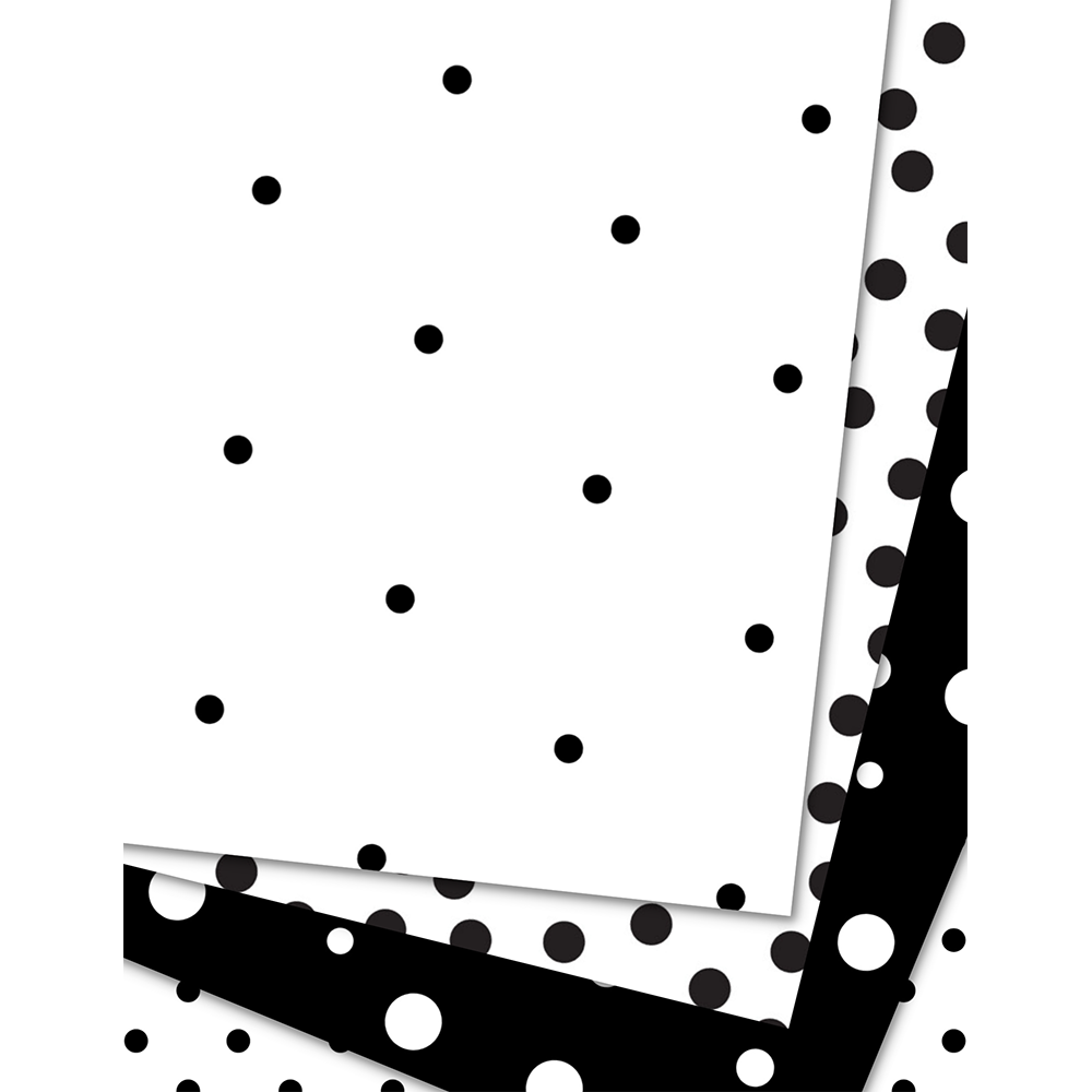 Black & White Polka Dots - Craft Paper Package with 20 Designs