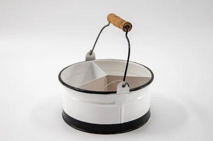 Black & White Enamel Divided Pot with Handle