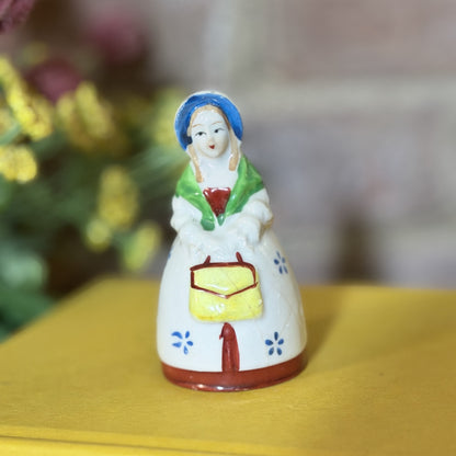 Vintage Porcelain Girl Bell Figurine – Choice of Blonde or Brown Hair-  vintage- The Celebration Co.