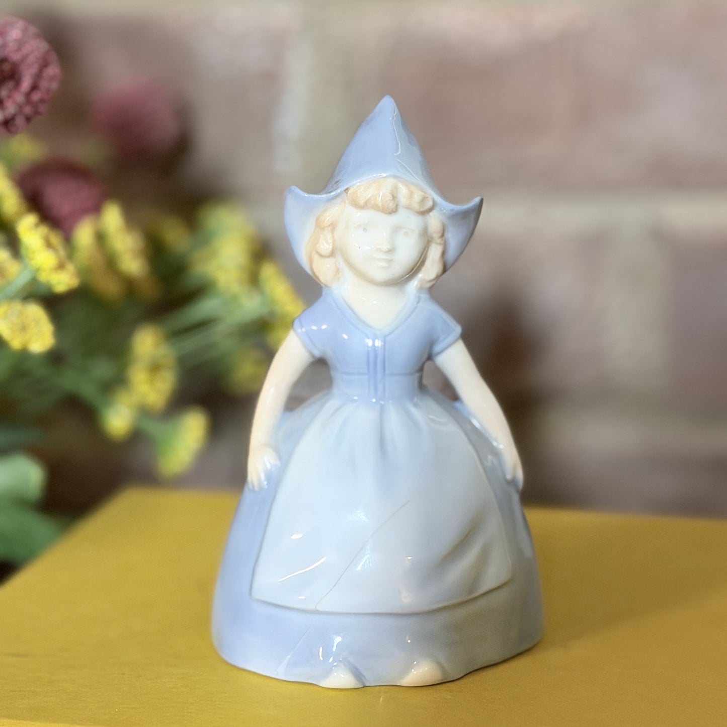 Vintage Porcelain Girl Bell Figurine-  vintage- The Celebration Co.