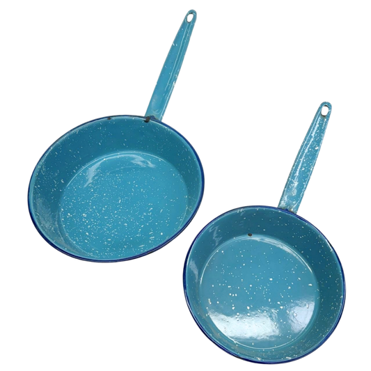Vintage Speckled Blue Enamelware (Set of 2 Sizes)-  Decor- The Celebration Co.