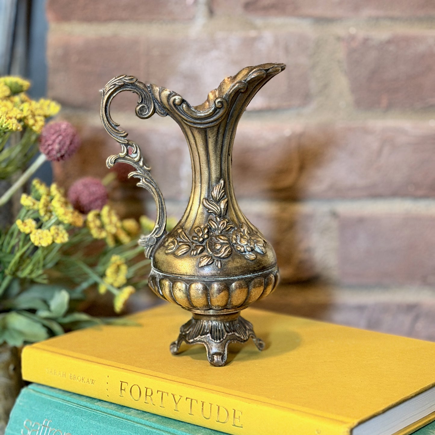 Vintage Brass Footed Pitcher Vase – Made in Italy-  vintage- The Celebration Co.
