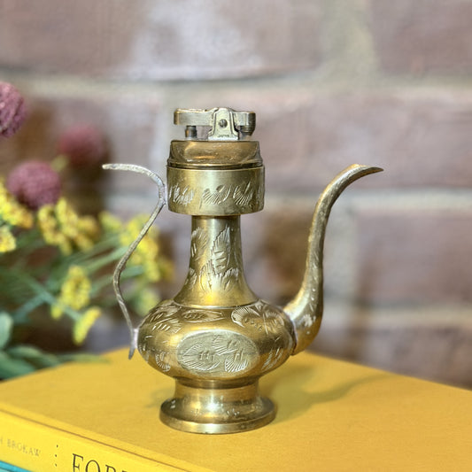 Vintage Sarna Brass India Teapot / Genie Tabletop Petrol Cigarette Lighter-  vintage- The Celebration Co.