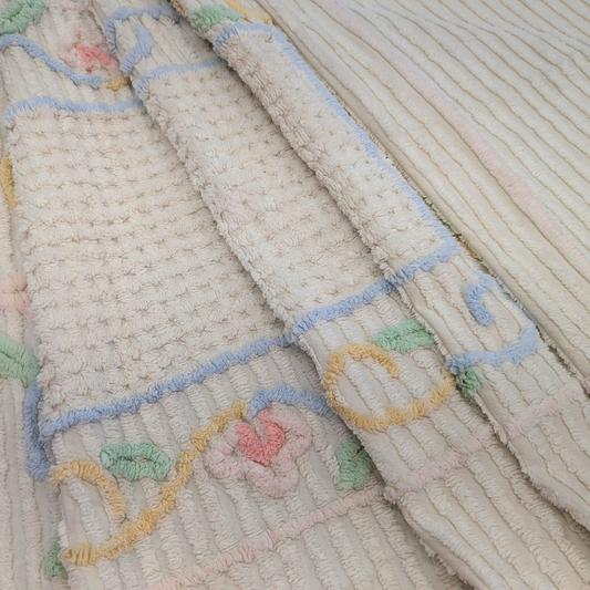 Vintage Chenille White Crib Blanket