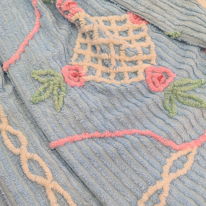 Vintage Blue Chenille Crib Blanket-  vintage- The Celebration Co.
