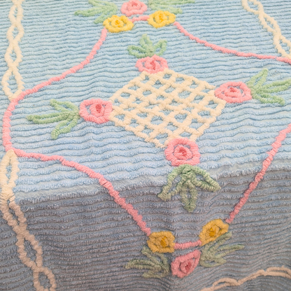 Vintage Blue Chenille Crib Blanket-  vintage- The Celebration Co.