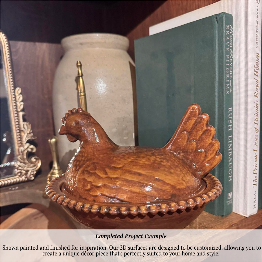 Farmhouse Hen on Nest Bowl-  3D- The Celebration Co.
