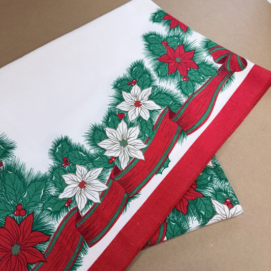 Vintage Poinsettia Tablecloth (52" x 52" Square)