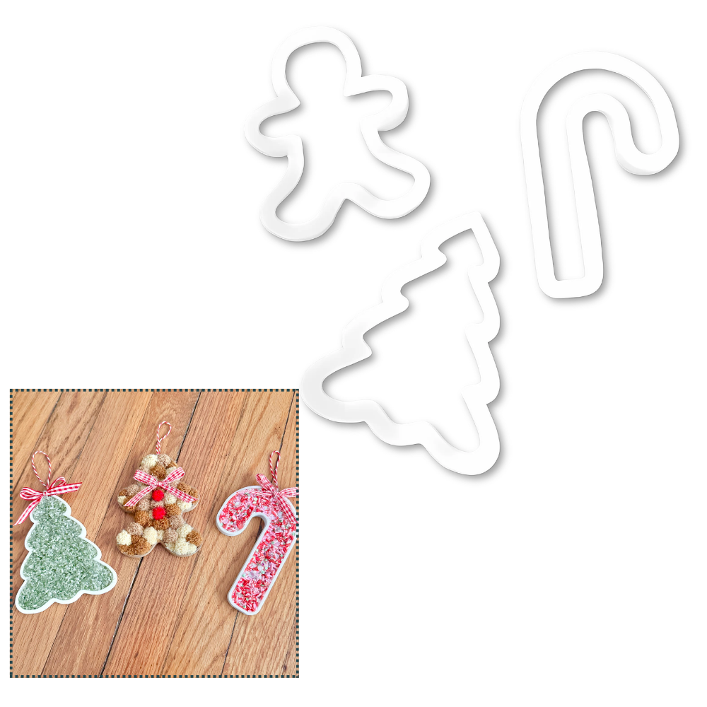 Christmas Ornaments – Set of 3 Festive Accents-  3D- The Celebration Co.