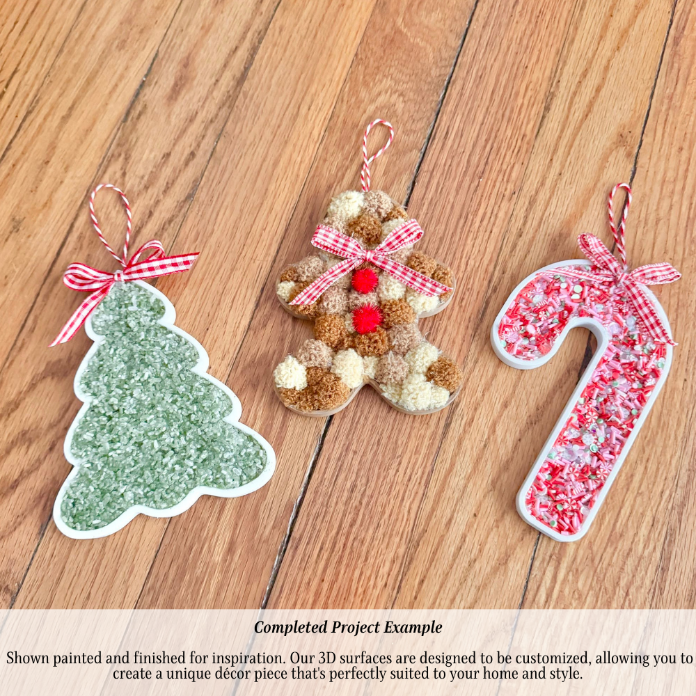 Christmas Ornaments – Set of 3 Festive Accents-  3D- The Celebration Co.