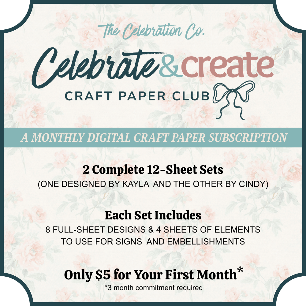 Celebrate & Create Paper Club - A Monthly Digital Download Subscription (February 2026)-  Digital- The Celebration Co.