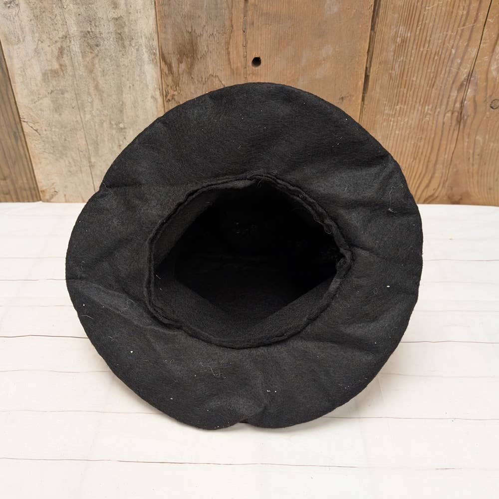Black fabric hat inside 