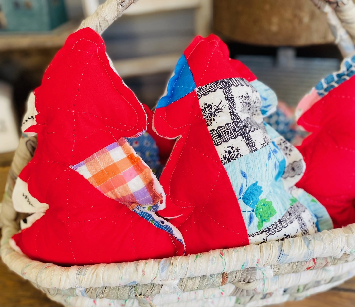 Fabric Christmas Tree made from Upcycled Quilts - 10" x 9"