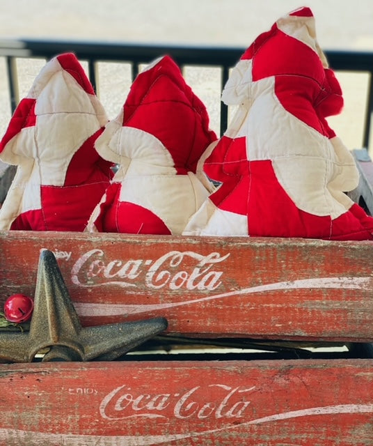 Fabric Christmas Tree made from Upcycled Quilts - 10" x 9"