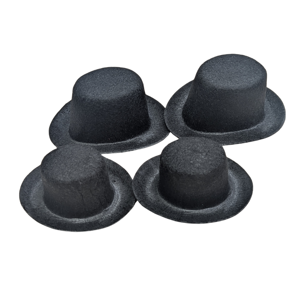 Black Felt Top Hats – Variety Pack of 4