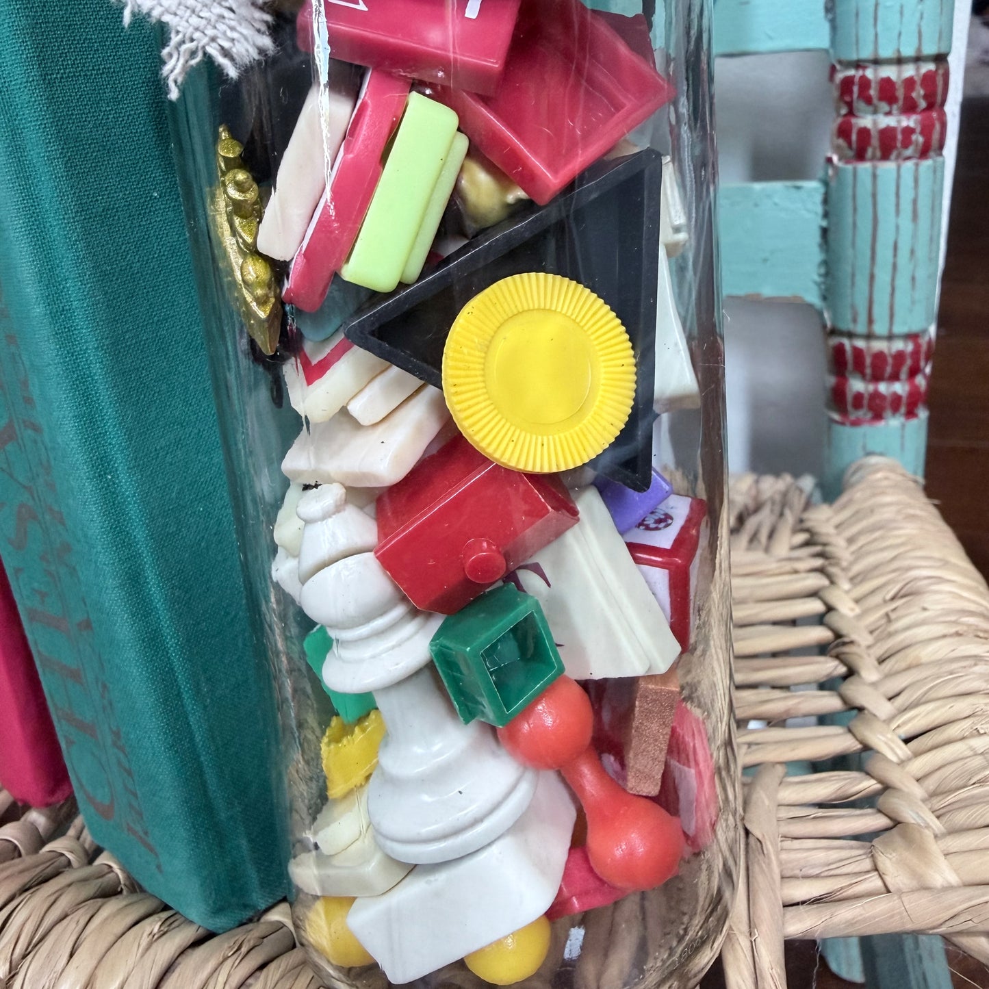 Jar of Vintage Game Pieces-  vintage- The Celebration Co.