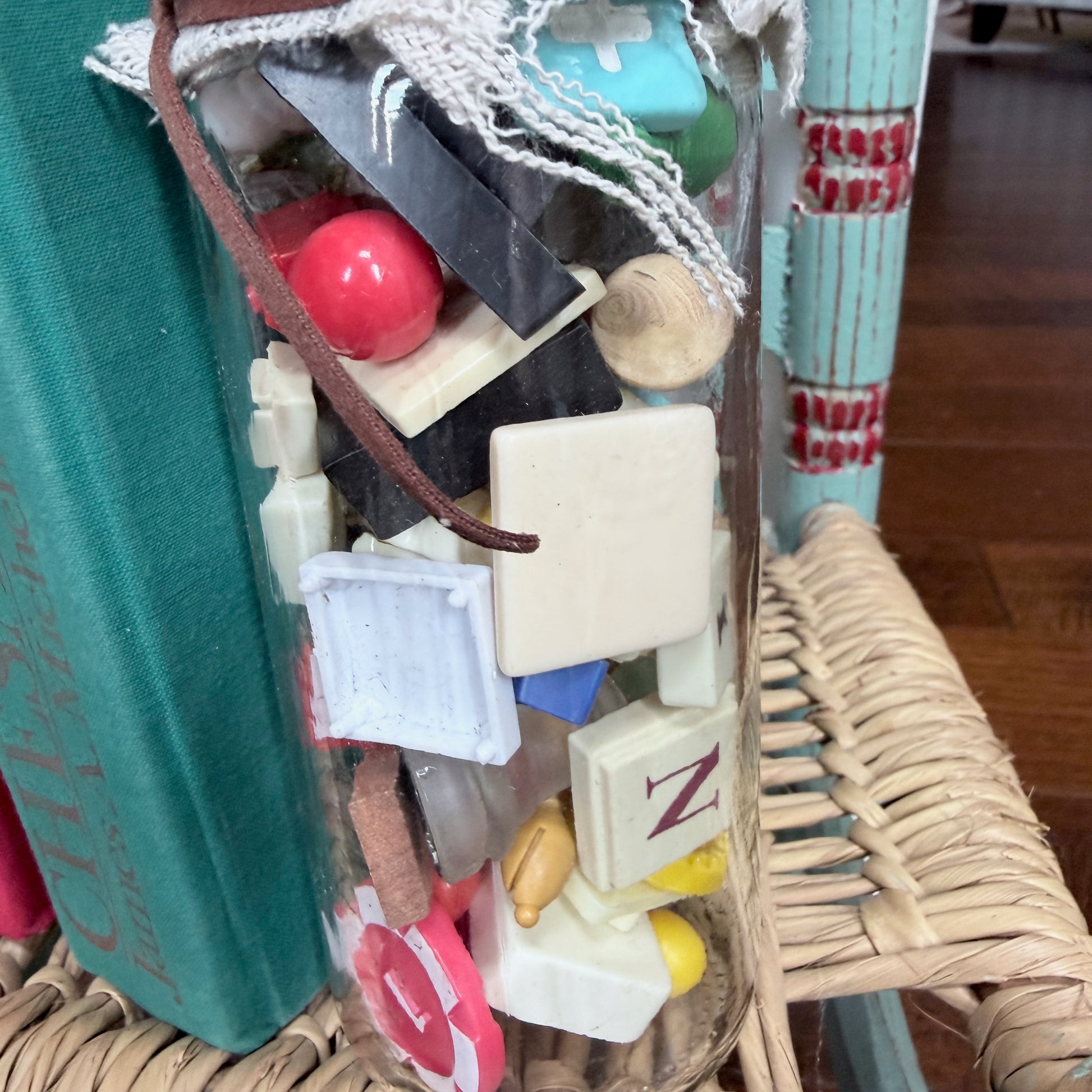 Jar of Vintage Game Pieces-  vintage- The Celebration Co.