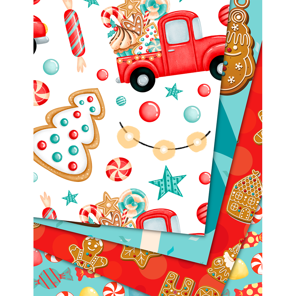 Gingerbread Christmas - Digital Download - Craft Paper Package