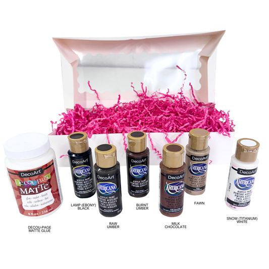 DecoArt Paint Neutral Set - 6 Colors and 1 Decou-Page Glue-  Paints & Mediums- The Celebration Co.