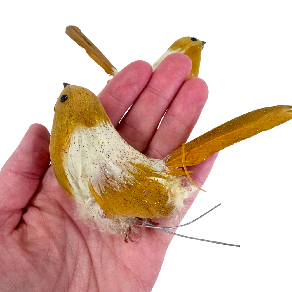Gold Glitter Bird  2"