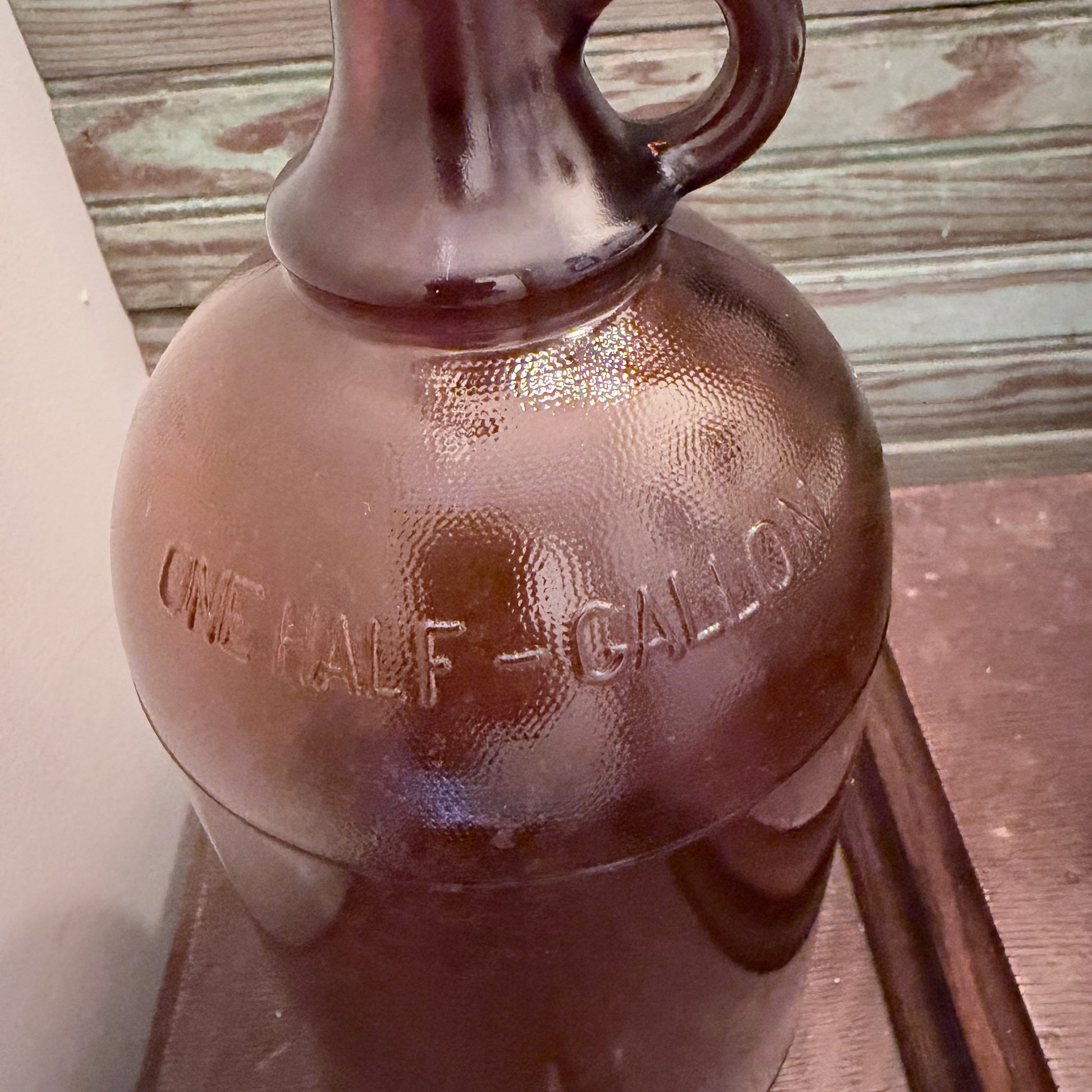 Vintage Amber Brown Glass Half Gallon Jug with Screw-On Lid-  vintage- The Celebration Co.